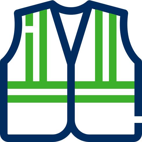 blue and green safety vest icon