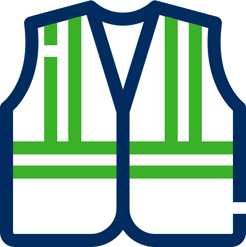 blue and green safety vest icon